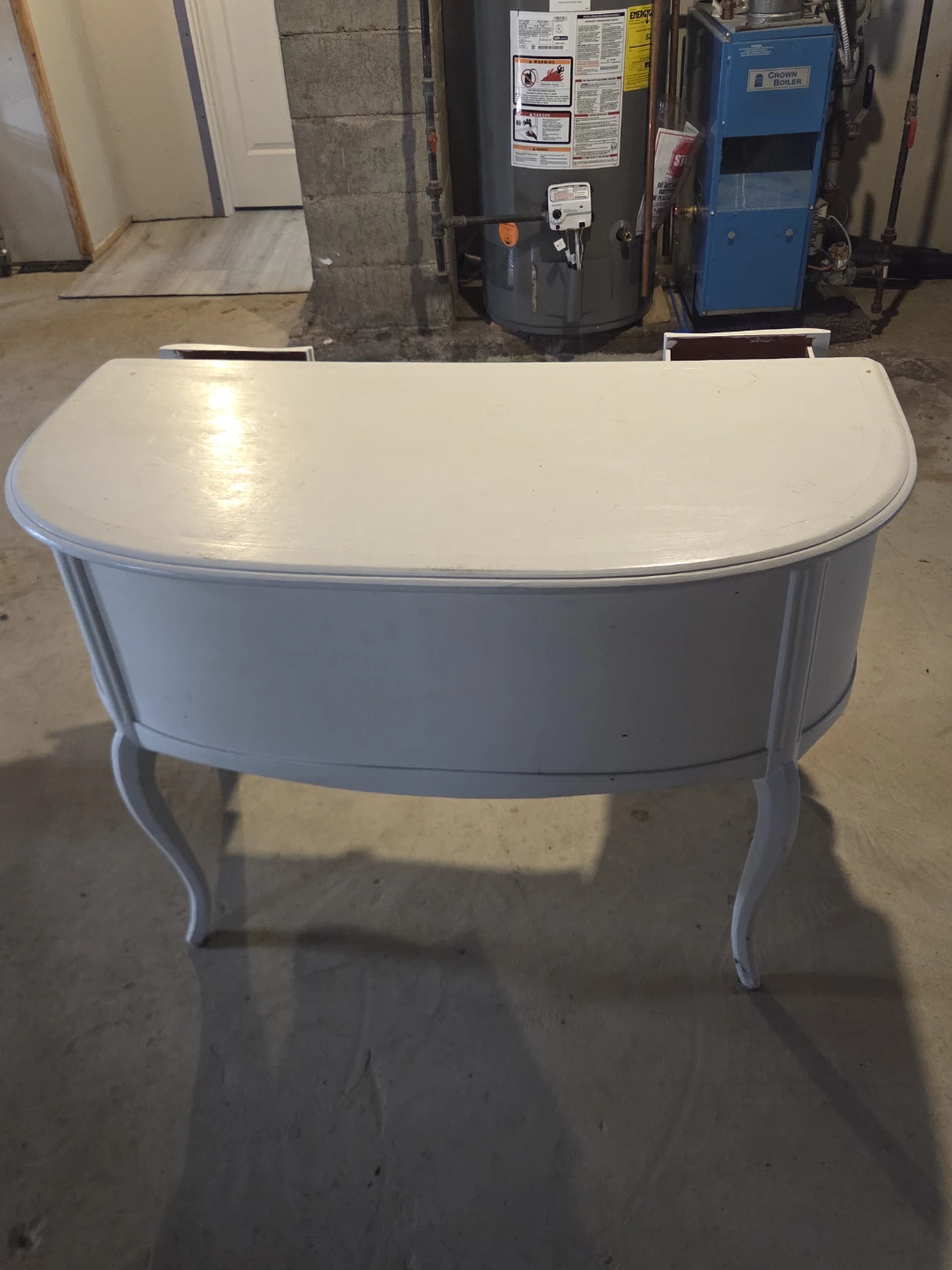 White Vanity Desk with Mirror and Drawers