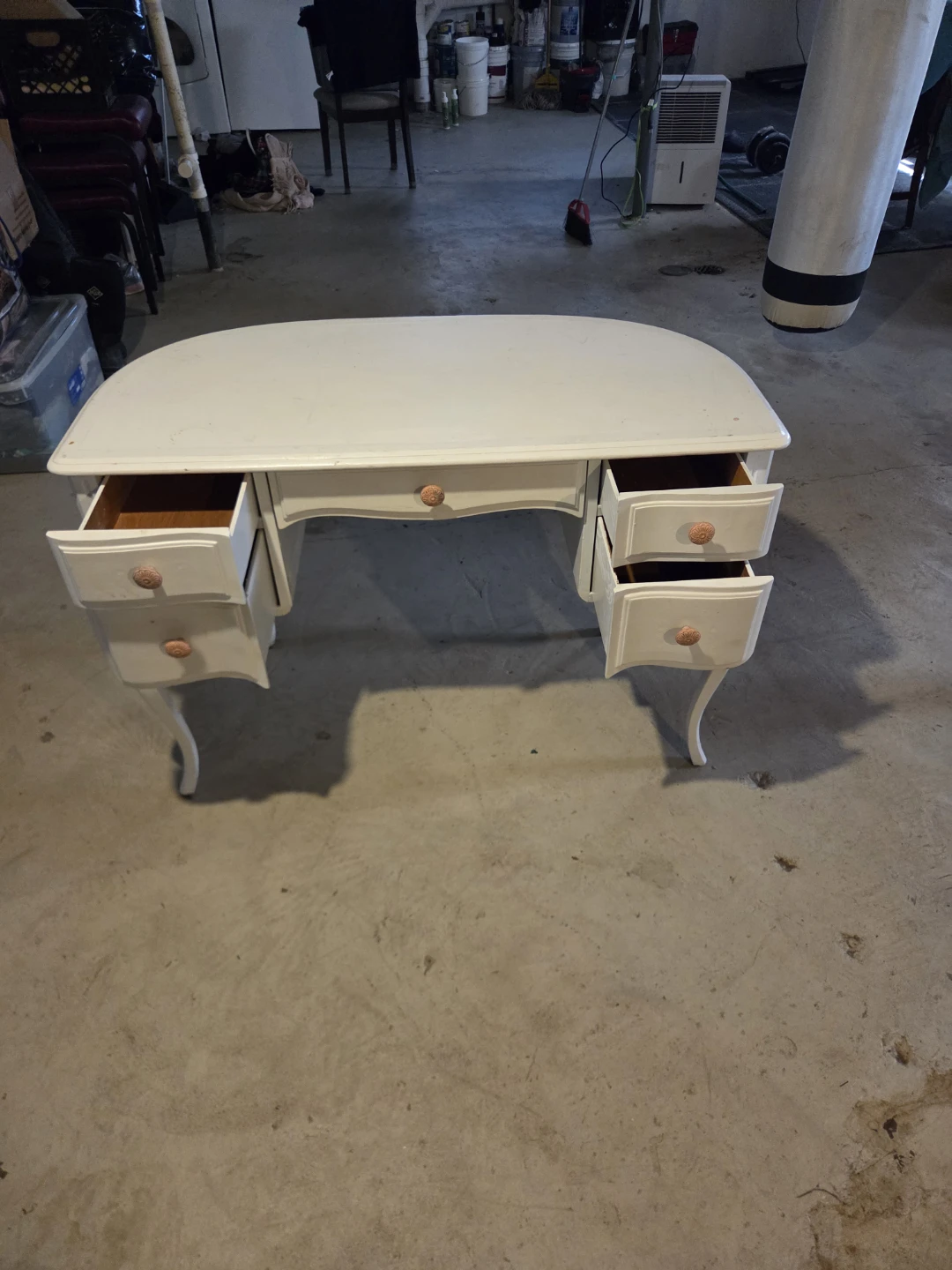 White Vanity Desk with Mirror and Drawers - photo 4