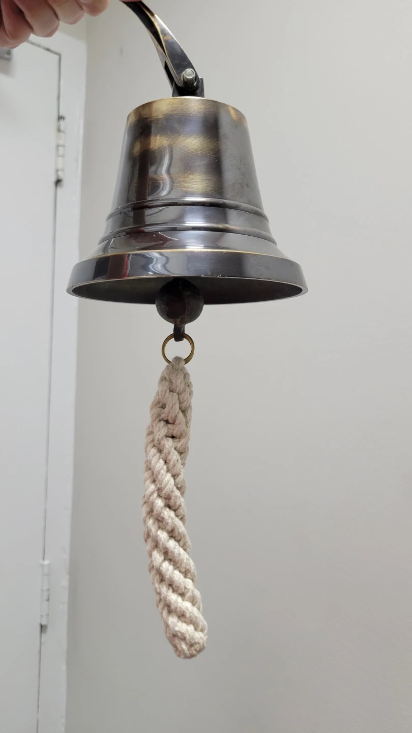 Brass Ship's Bell with Rope Pull - photo 2