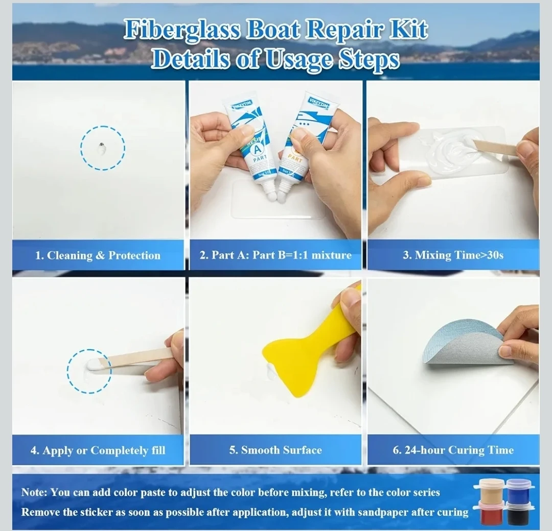 Marine Fiberglass Repair Kit, Gel Coat Repair Kit for Boats - photo 2