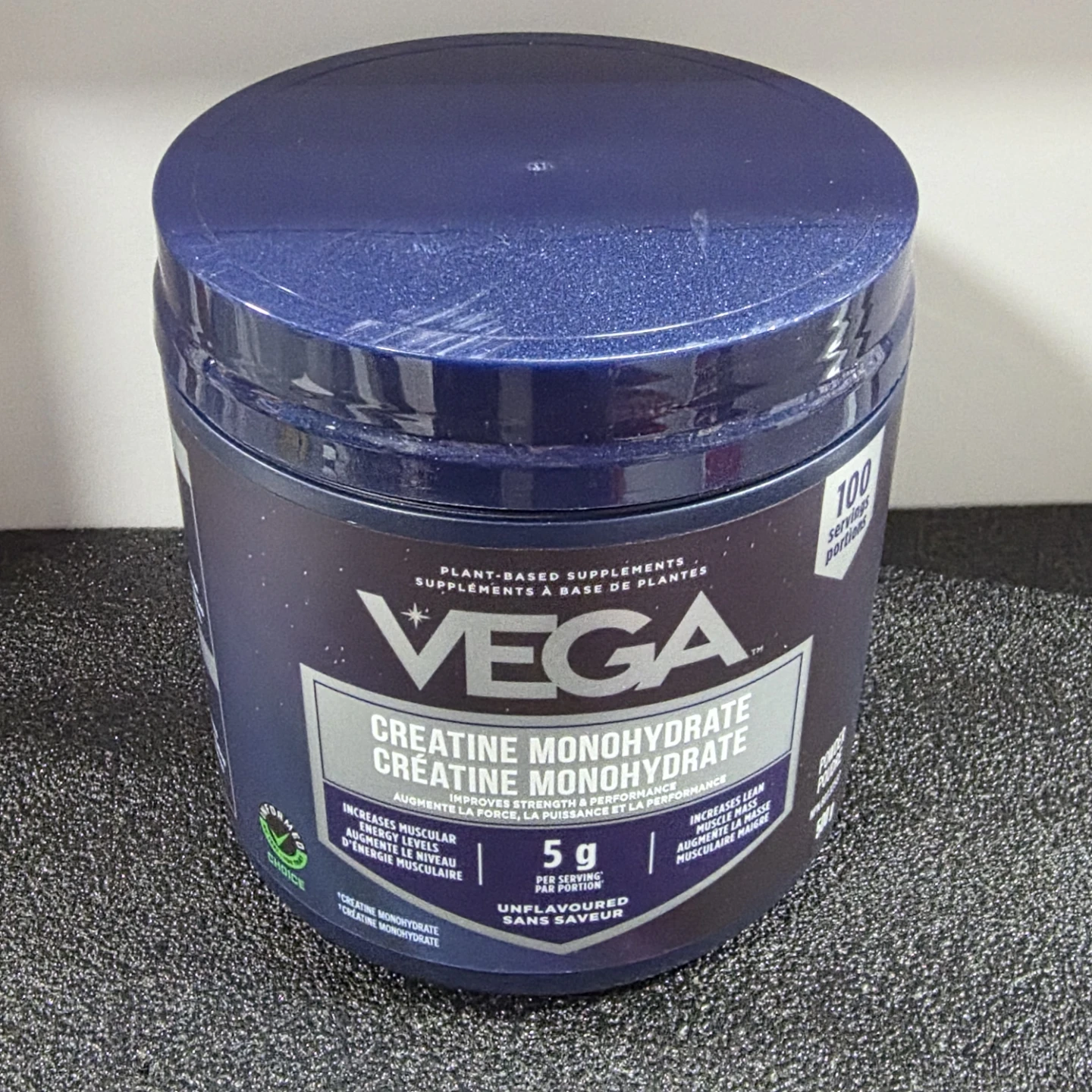 Vega Creatine Monohydrate Unflavoured Powder - 100 Servings