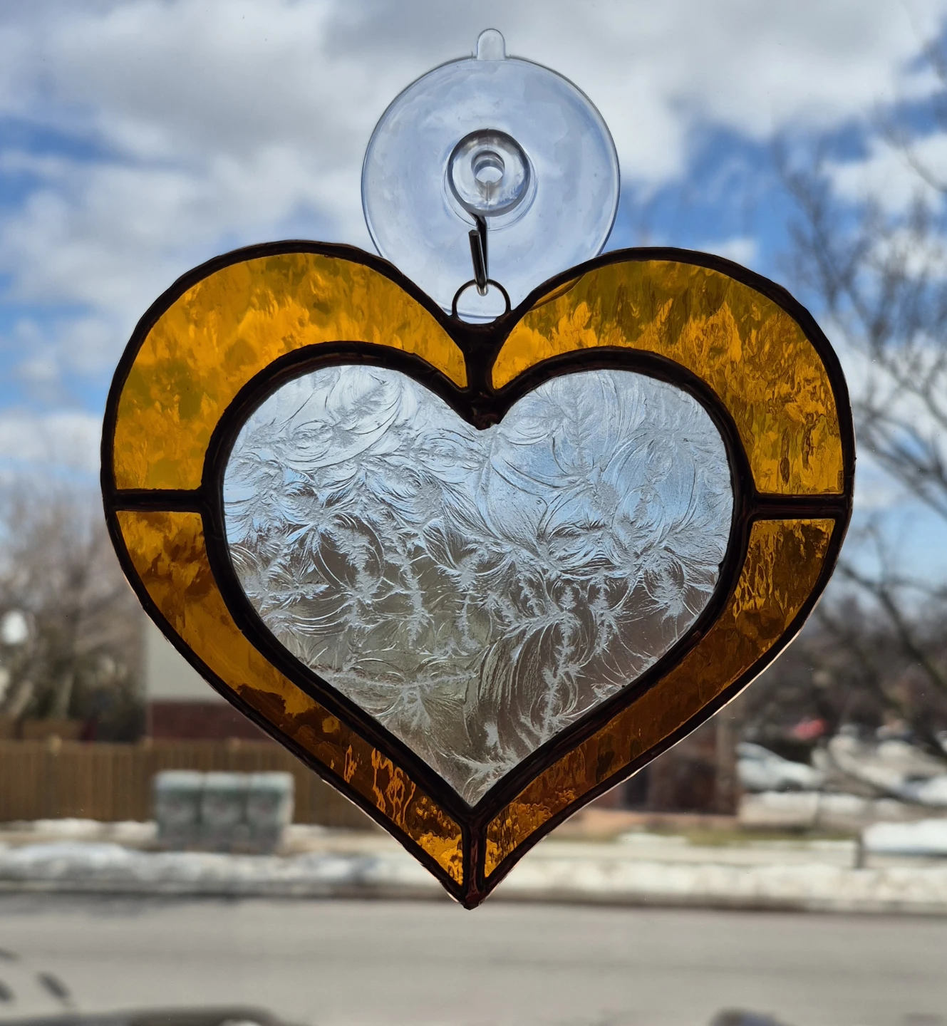 Handmade stained glass heart suncatcher - photo 2