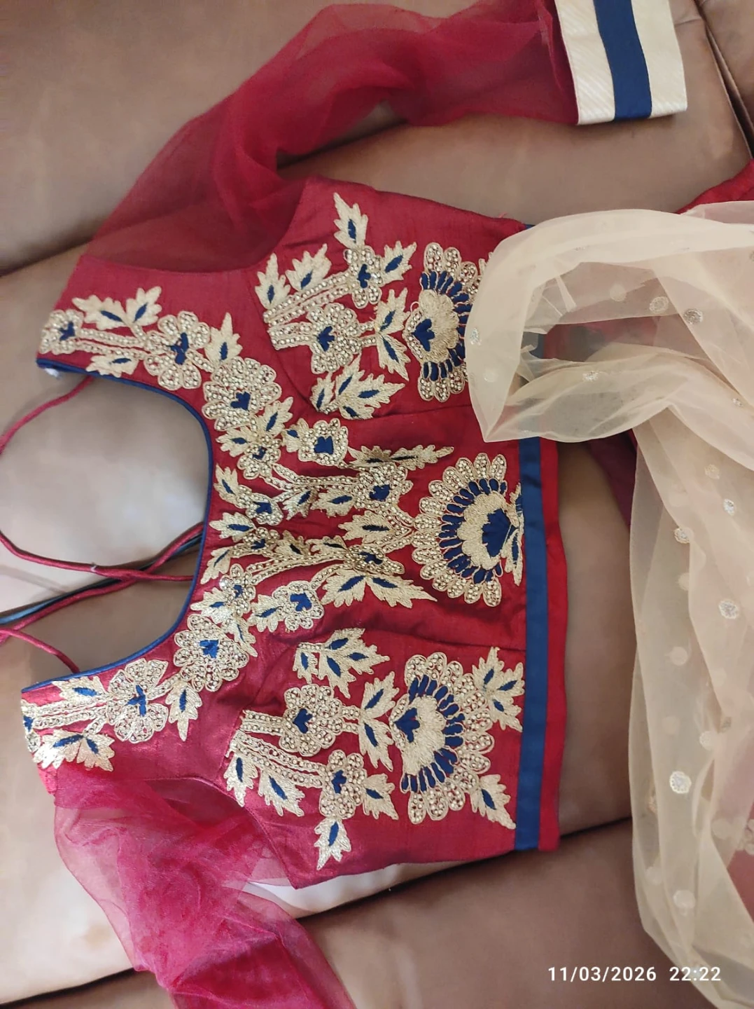 Embroidered Red Lehenga Choli with Dupatta - photo 2