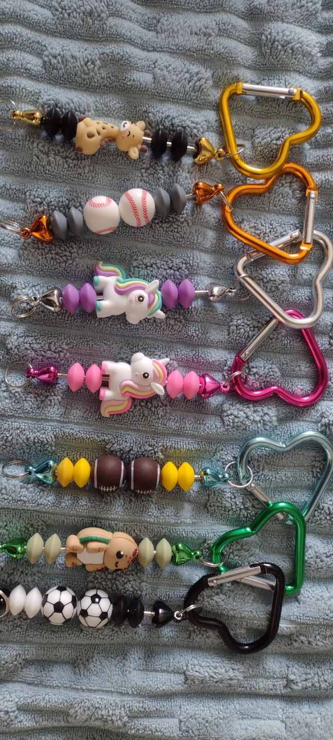 Assorted Themed Keychain Charms with Carabiner Clips