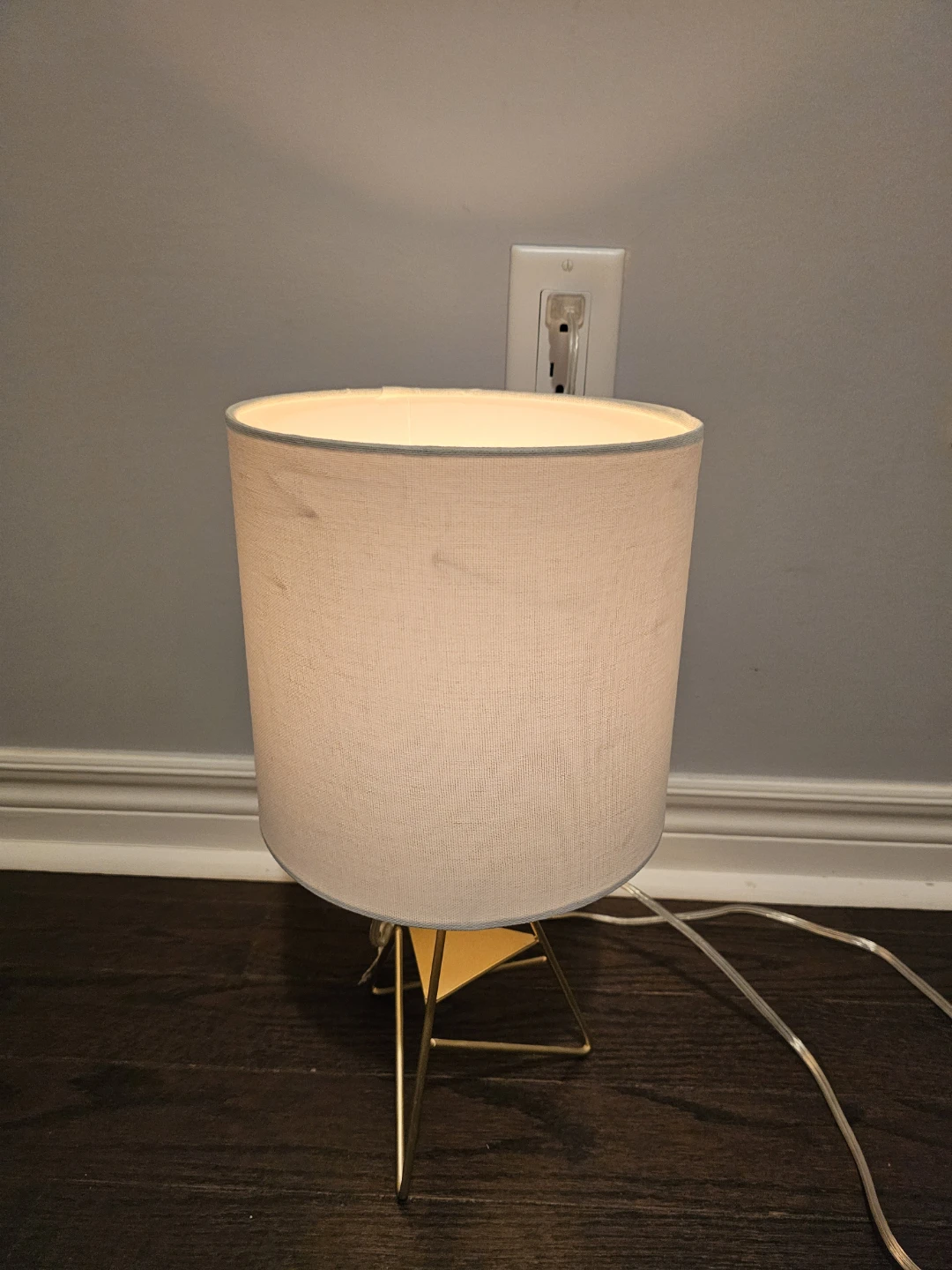Gold Geometric Tripod Table Lamp with Fabric Shade - photo 4