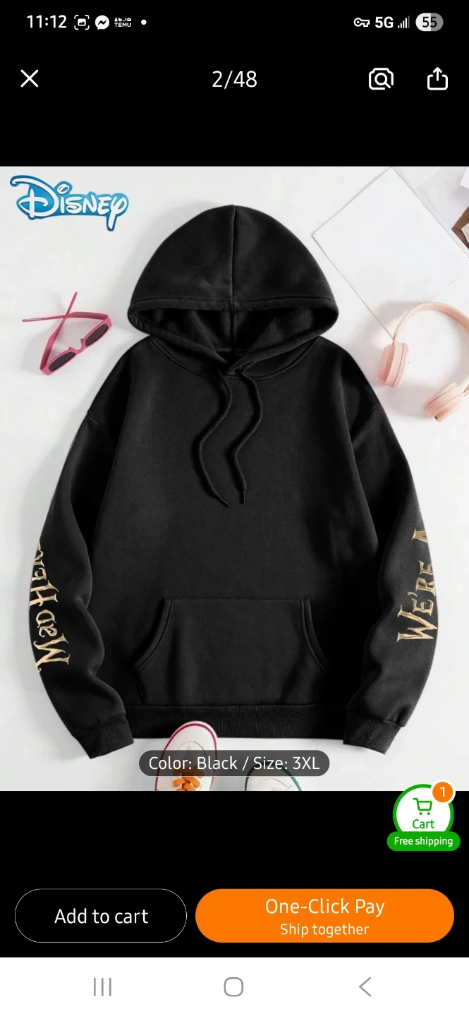 NEW Disney Cheshire Cat "We're All Mad Here" Hoodie - photo 2