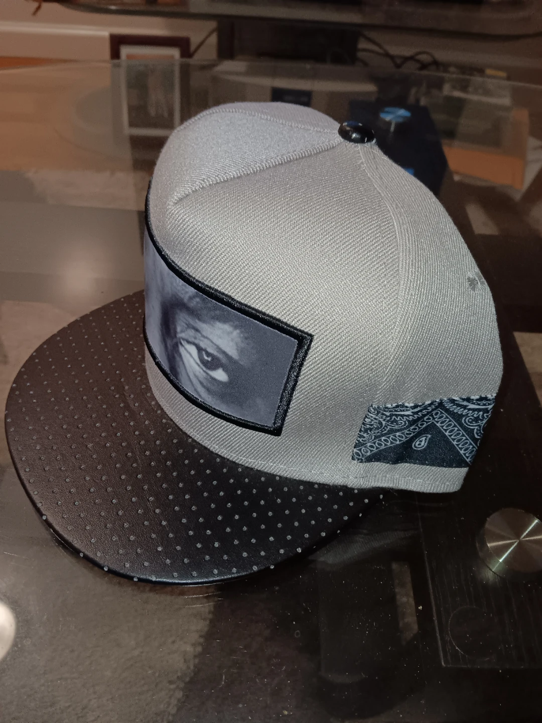 Grey Snapback Hat with "ONE LOVE" embroidered on back - photo 3