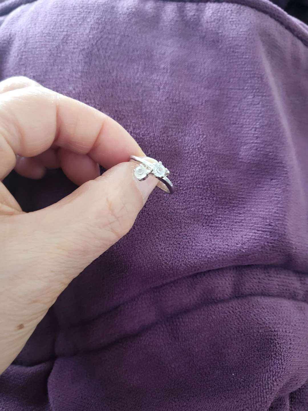 Silver ring with two clear stones - photo 2