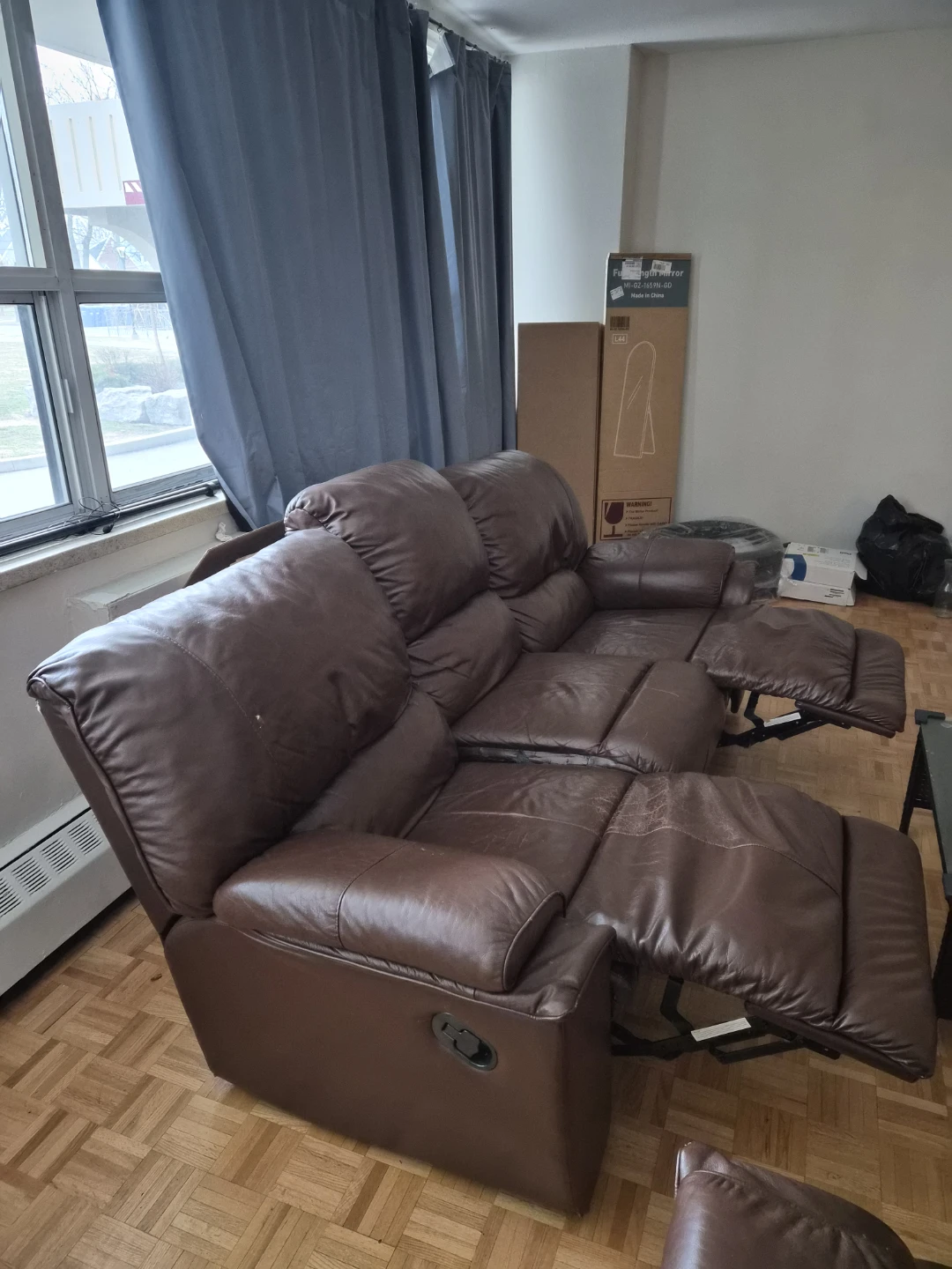 Brown Leather 3-Seater Reclining Sofa - photo 3