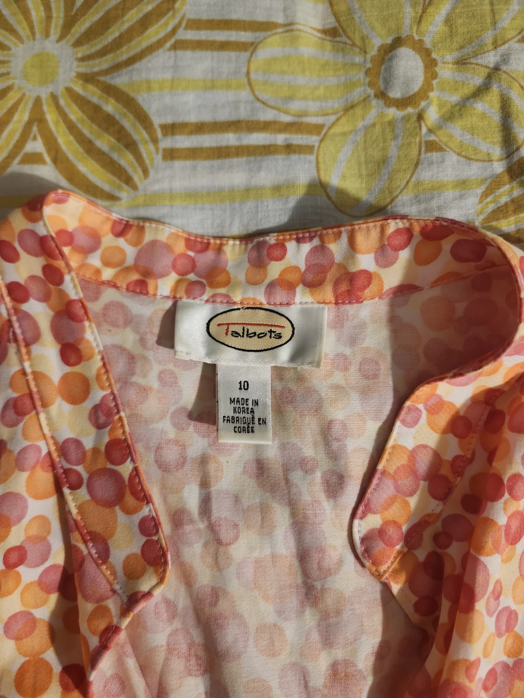 Orange and pink polka dot wrap top with adjustable tie - photo 5