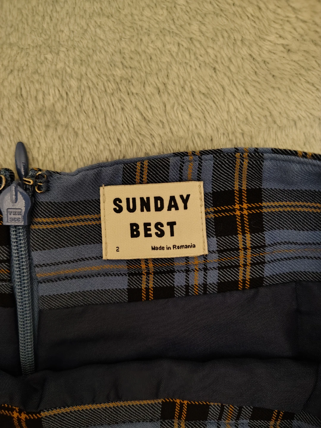 Sunday Best Blue Plaid Pleated Mini Skirt Size 2 - photo 2