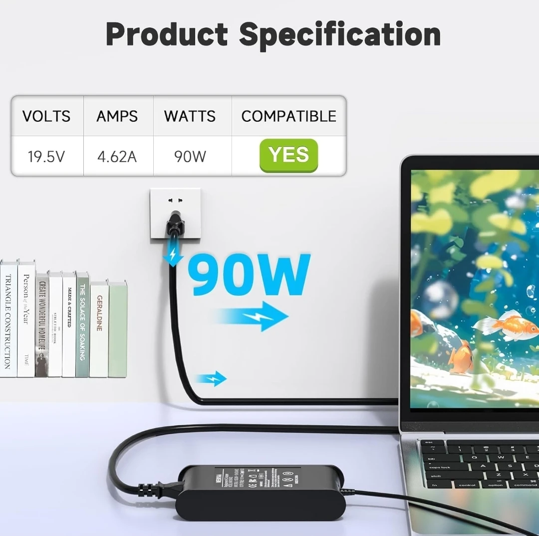 Dell 90W Laptop Charger 19.5V 7.4mm for Latitude Inspiron - photo 4
