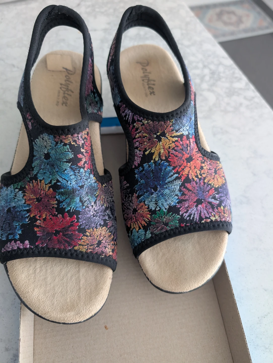 PolyFlex Women's Embroidered Slingback Sandals