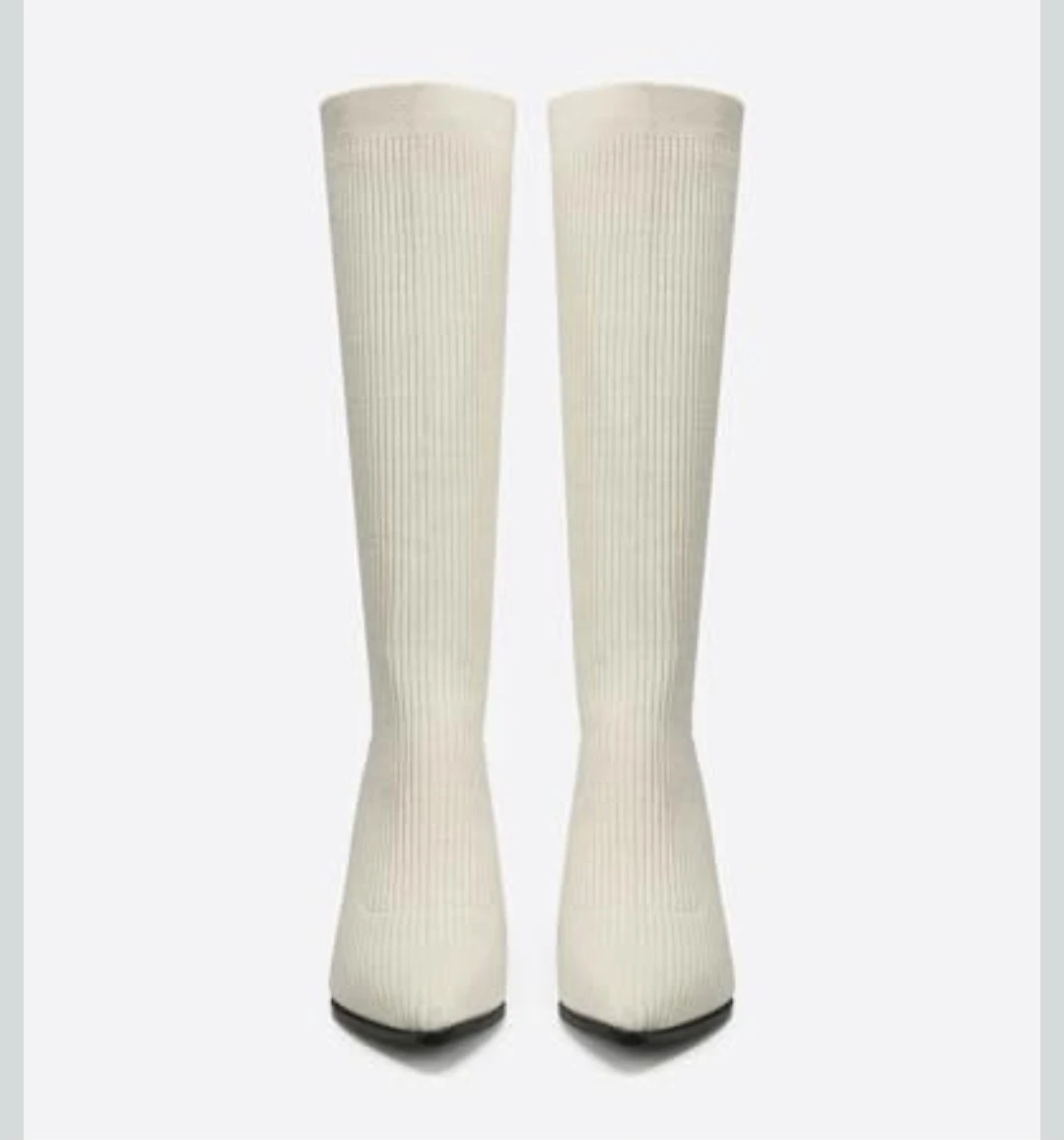 Women's Cream Knit Knee-High Boots - photo 2