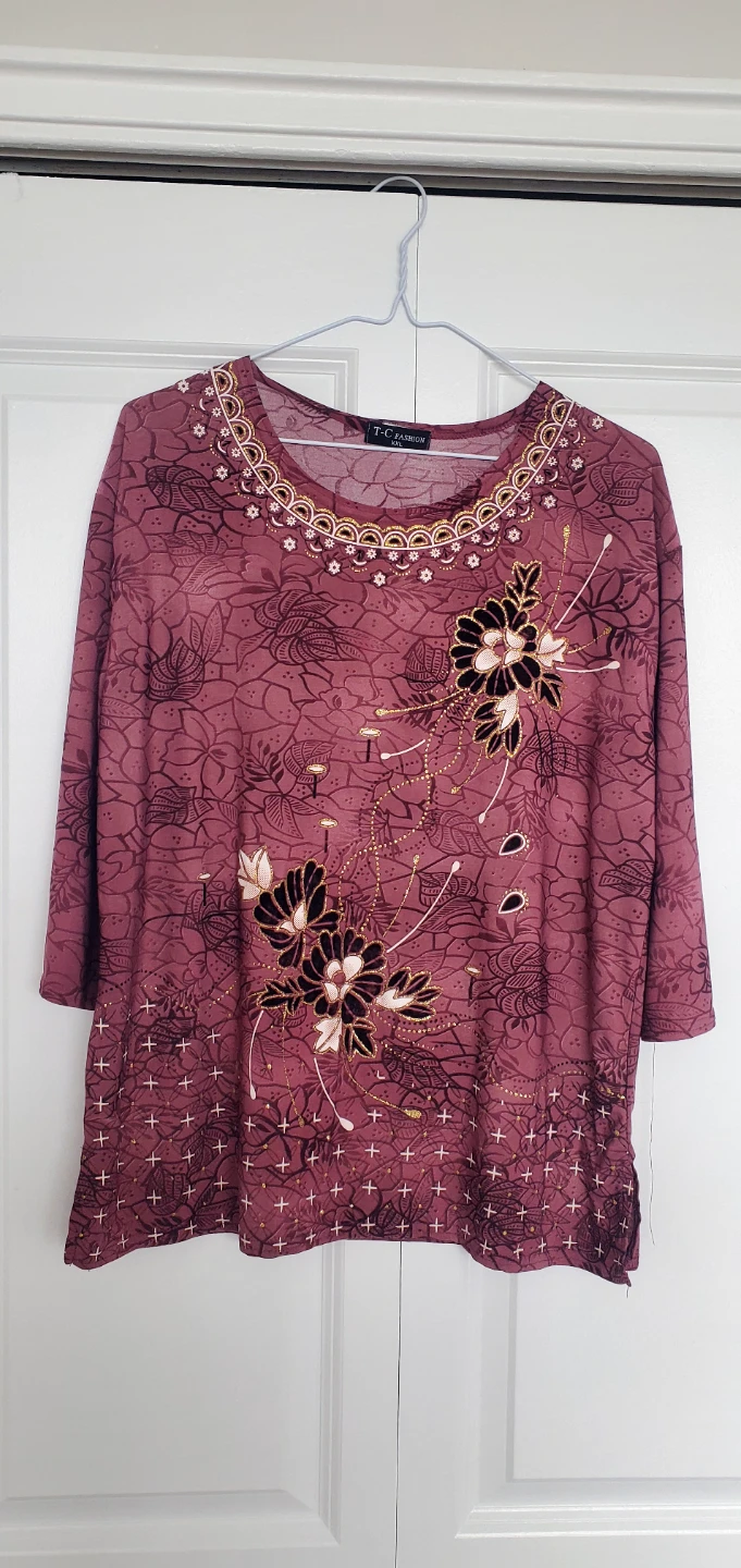 T-C Fashion Women's Plus Size Floral Print Top