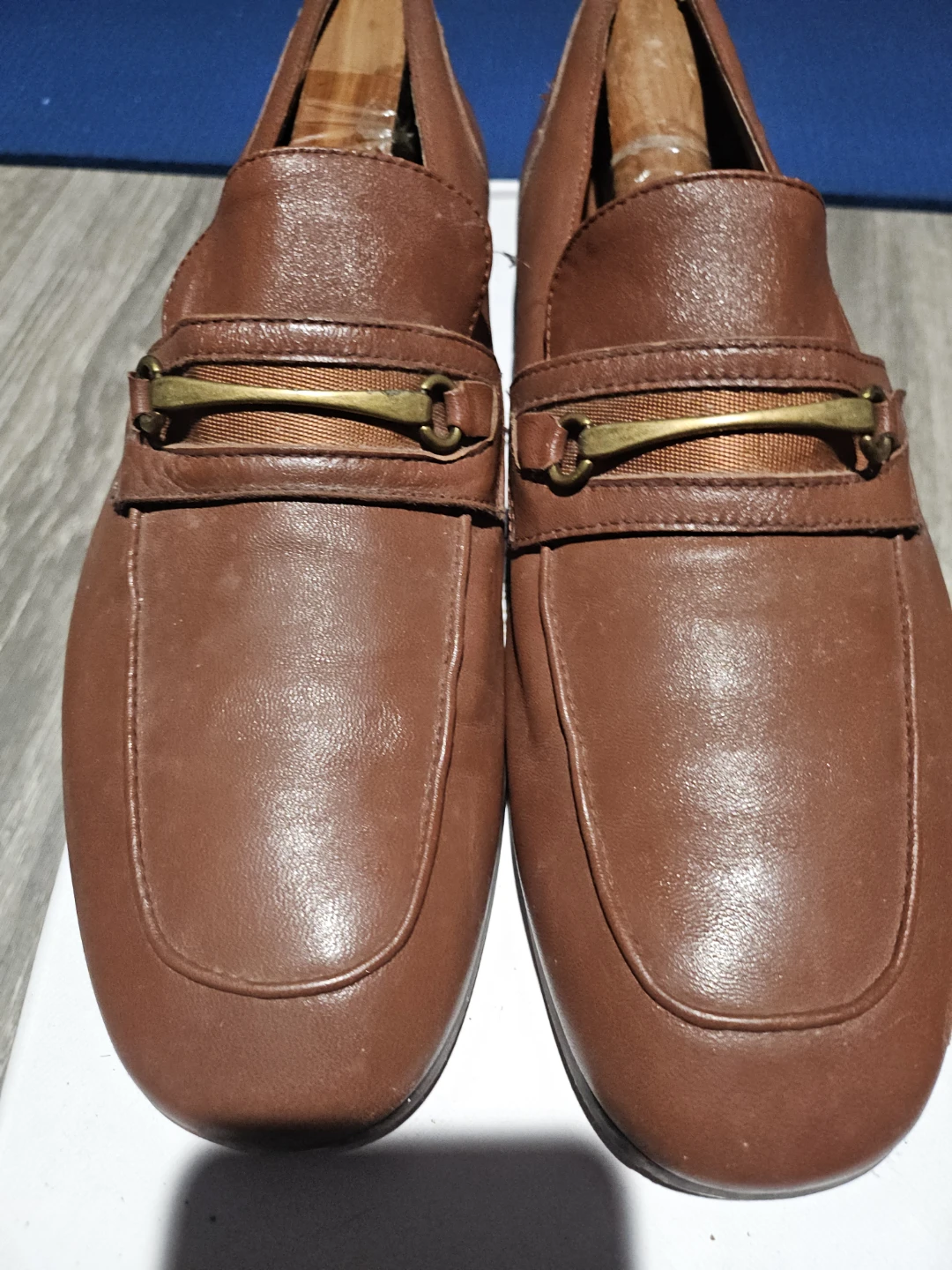 Brown Leather Loafers with Metal Detail
