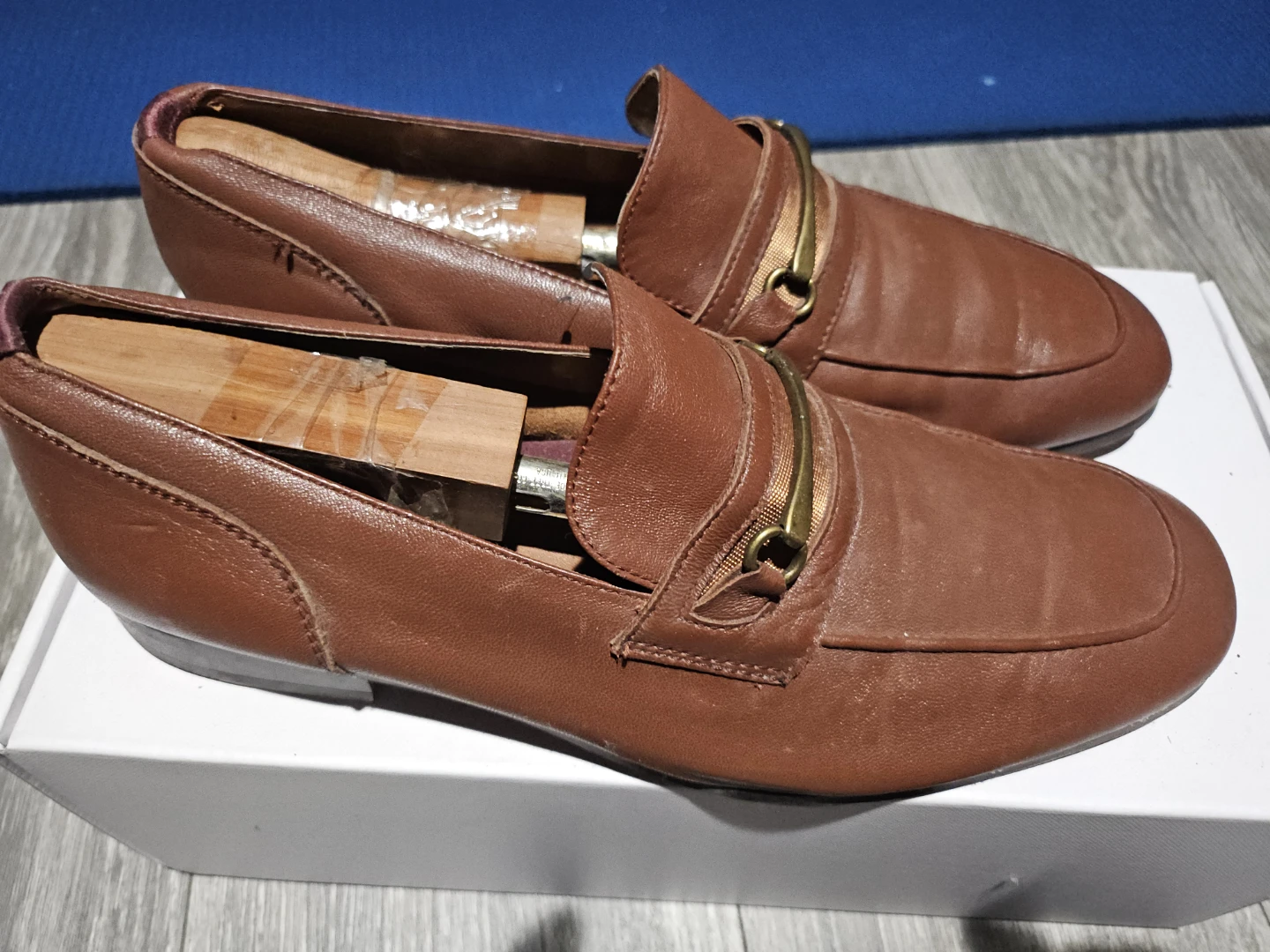 Brown Leather Loafers with Metal Detail - photo 2