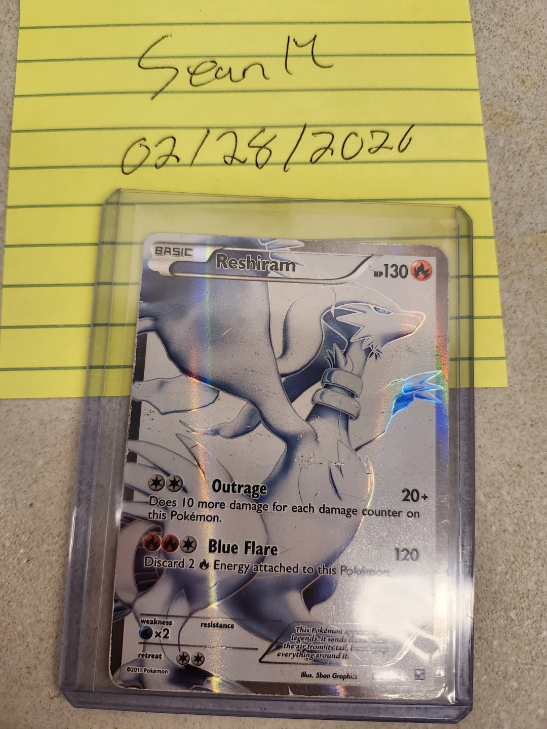 (Heavily Played) Reshiram Full Art 113 Black and White Base Set