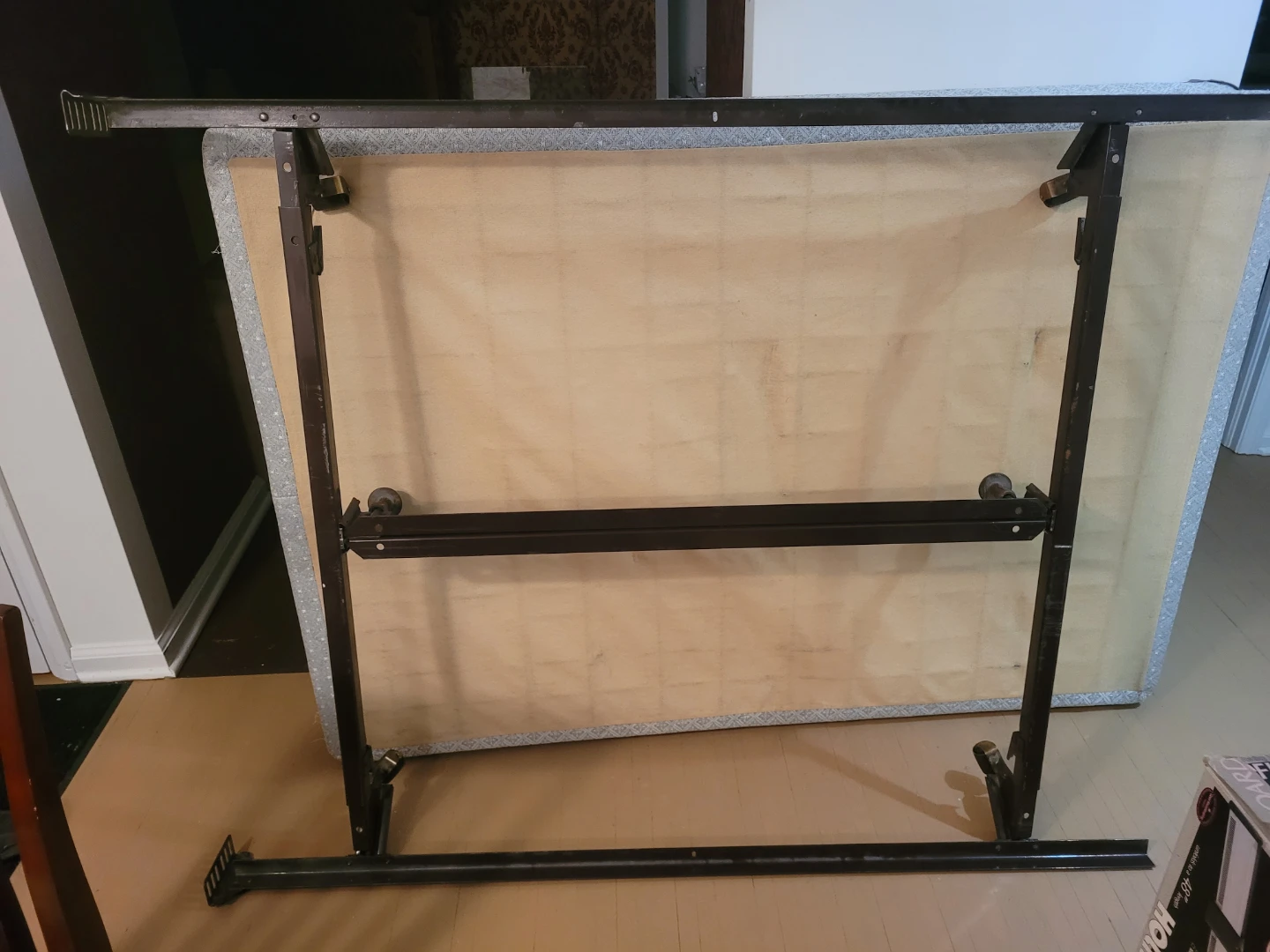 Metal Bed Frame with Wheels and box spring