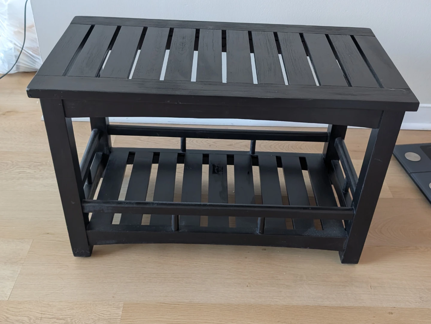 Black Wooden Bench with Shelf - photo 3