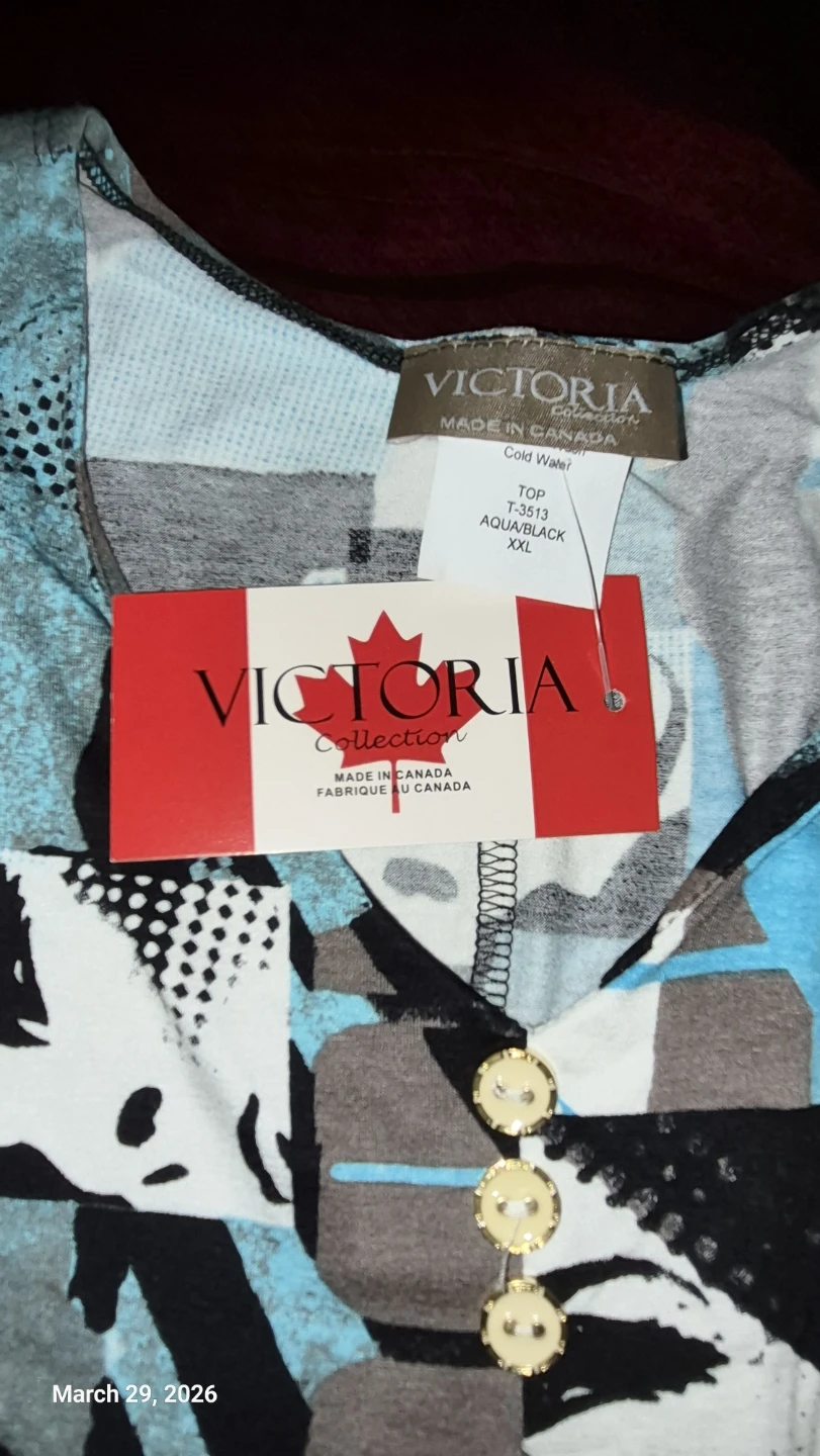Victoria Collection Women's Top - Aqua/Black/Grey - Size XXL