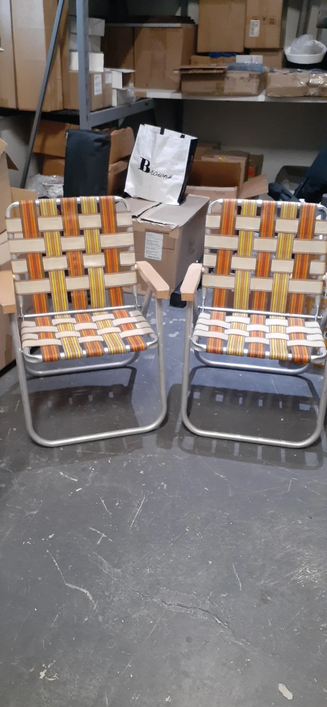 Vintage Woven Lawn Chairs (Set of 2)
