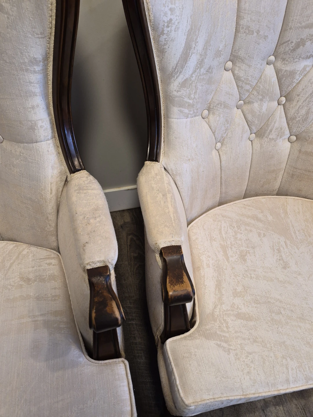 Pair of Cream Upholstered Wingback Chairs - photo 3