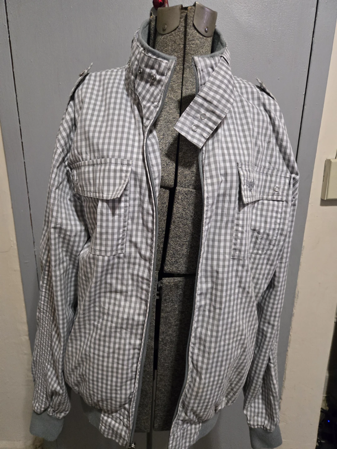 Basic Code Men's Gingham Bomber Jacket Size L - photo 2