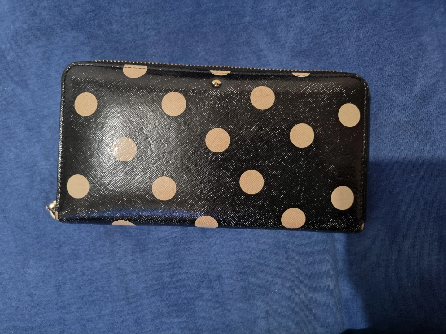 Kate Spade Black Polka Dot Zip Around Wallet