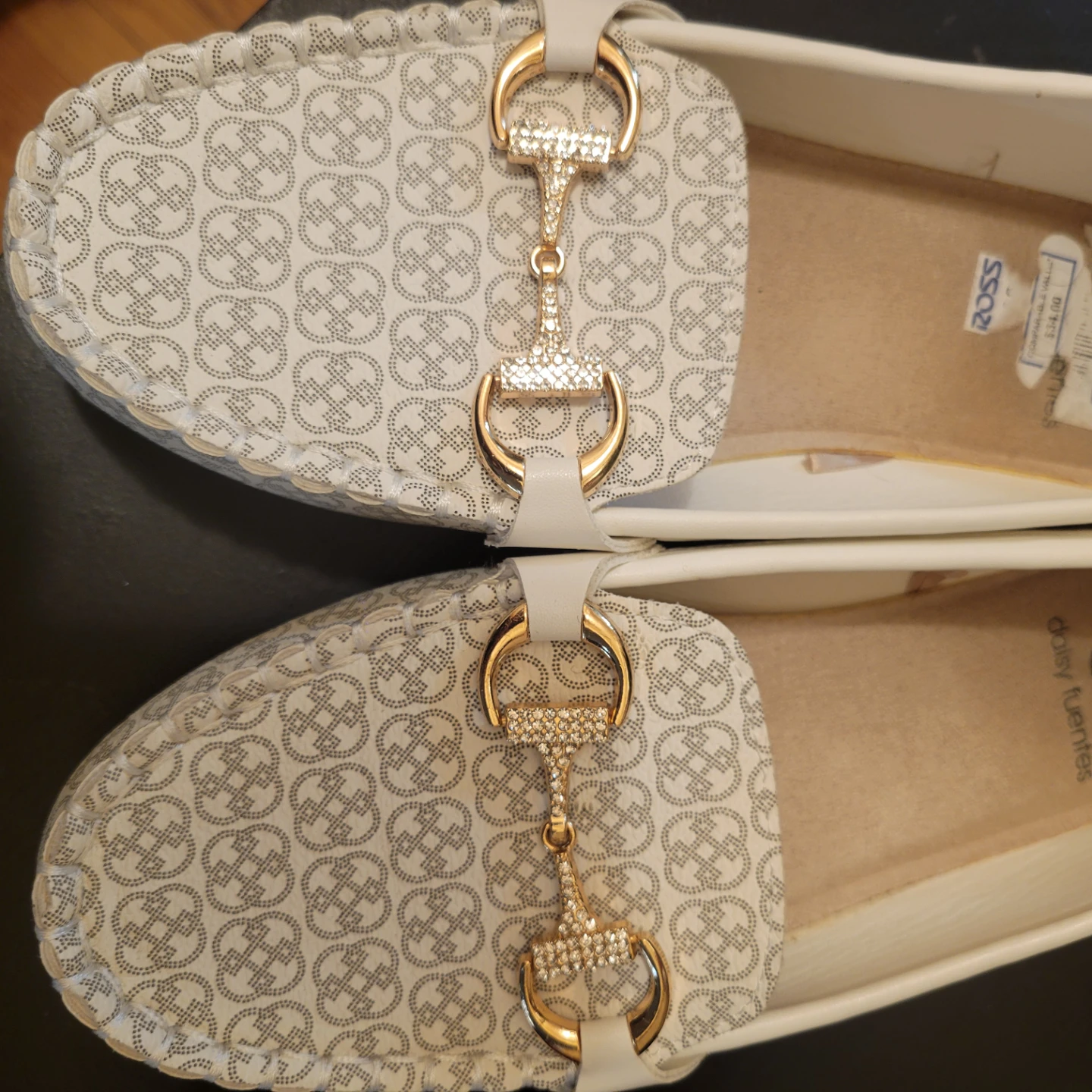 Daisy Fuentes White & Gold Embellished Loafers - photo 2