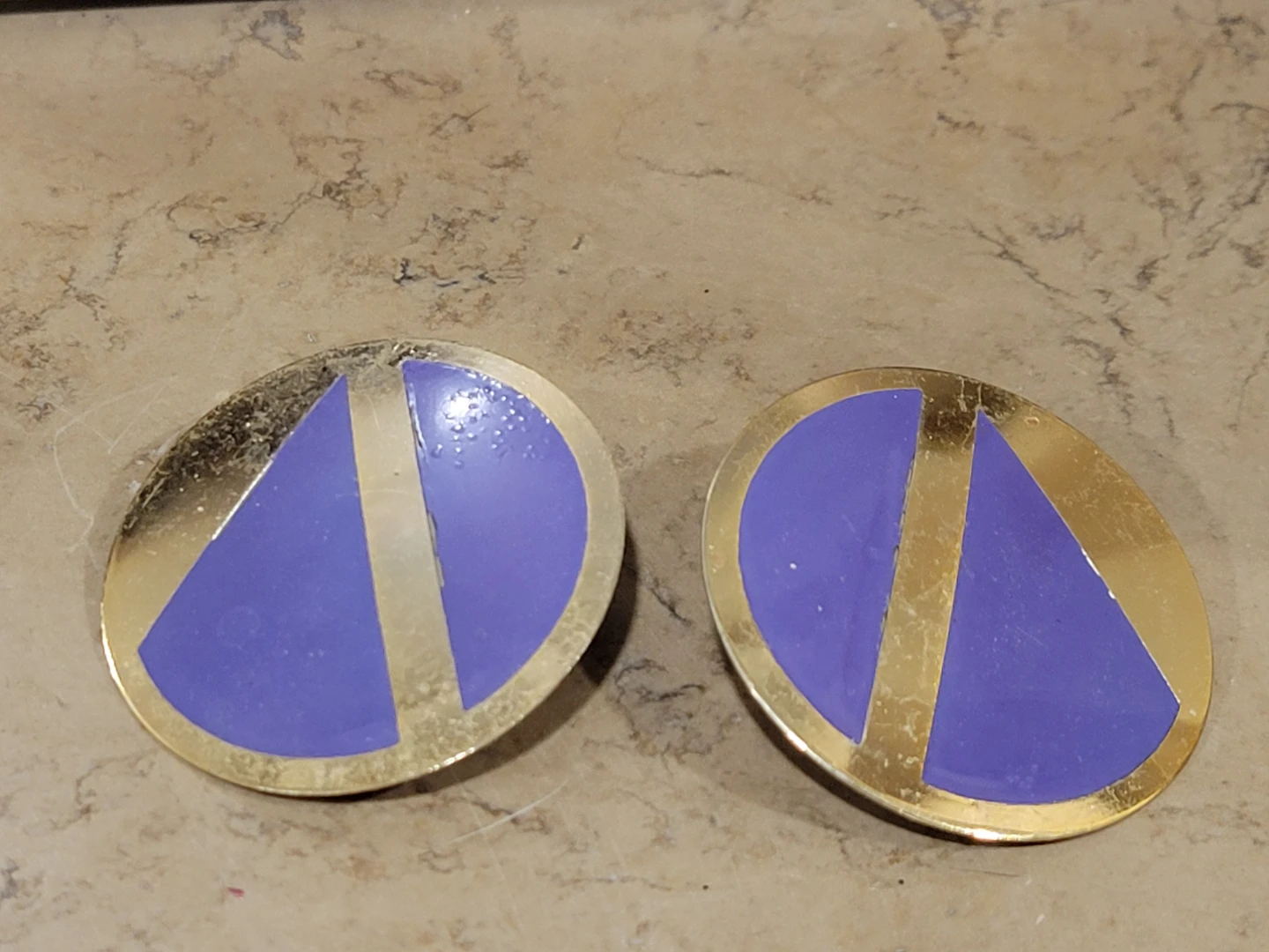 Gold Tone and Purple Statement Earrings - photo 2