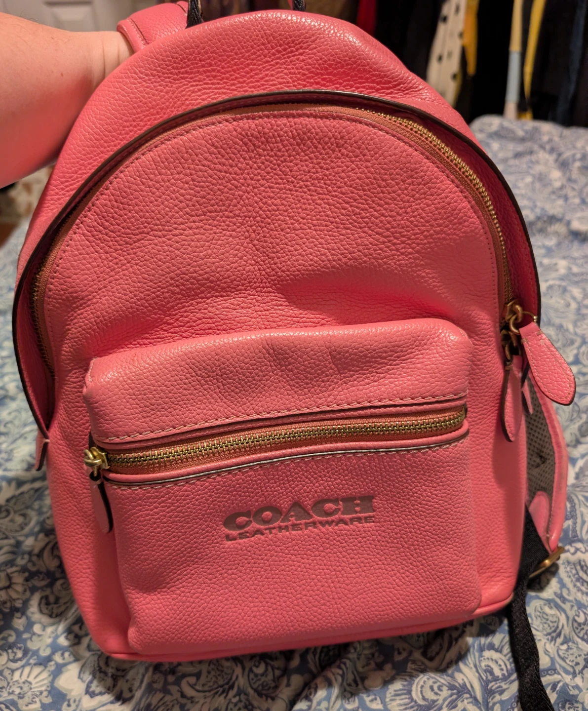 Authentic Coach Backpack Purse in Raspberry