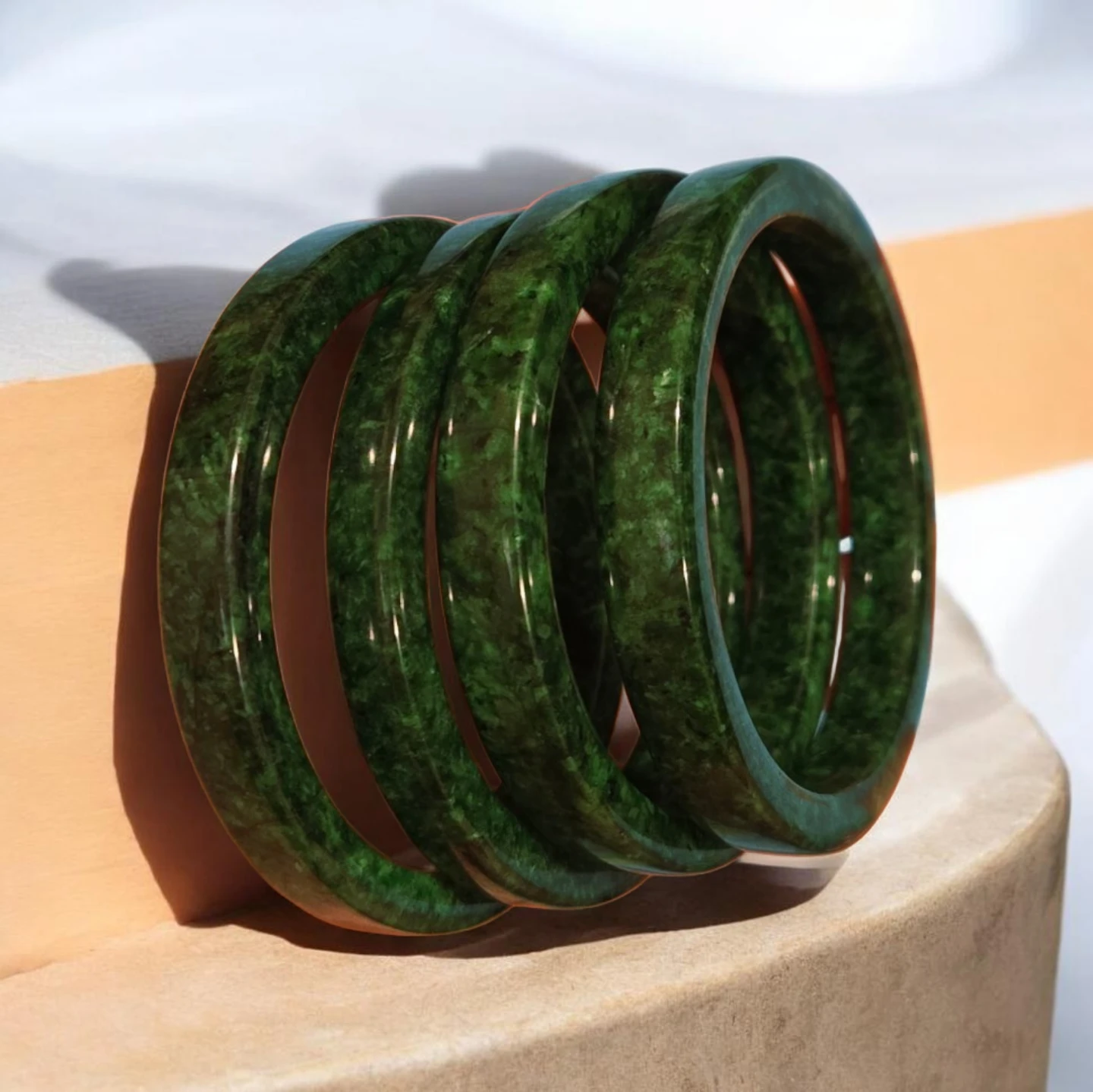Square-edged Landscape Jadeite Bangle - photo 3