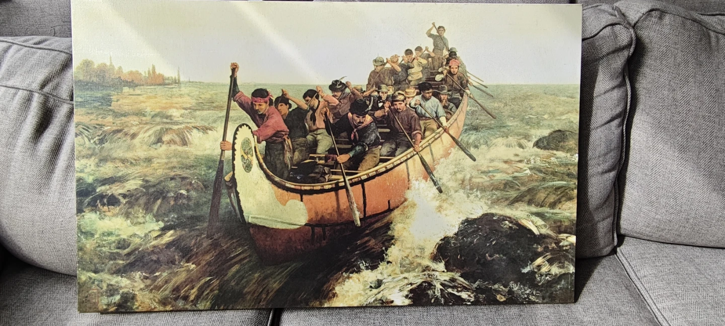 Canvas Print Painting - Man in Canoe 33"x20"
