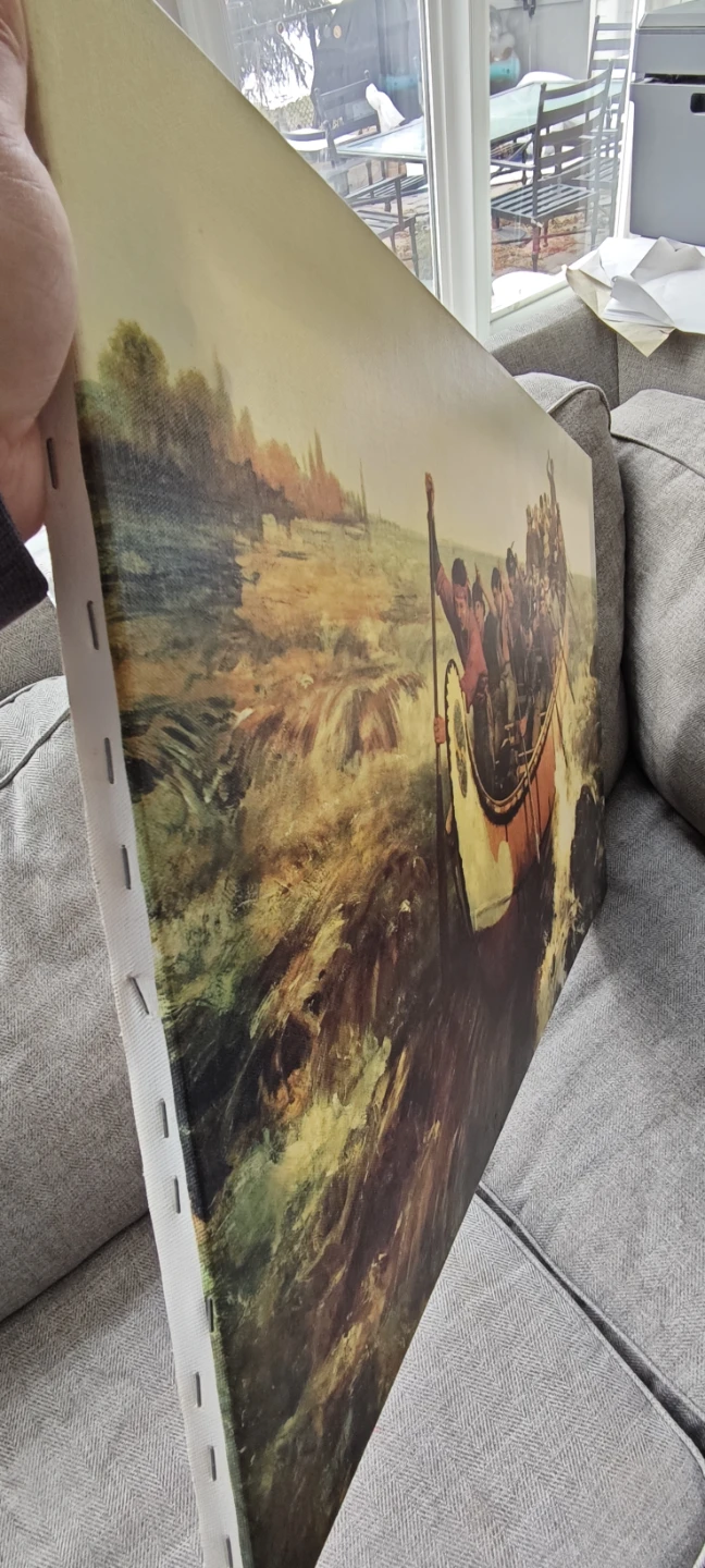Canvas Print Painting - Man in Canoe 33"x20" - photo 3