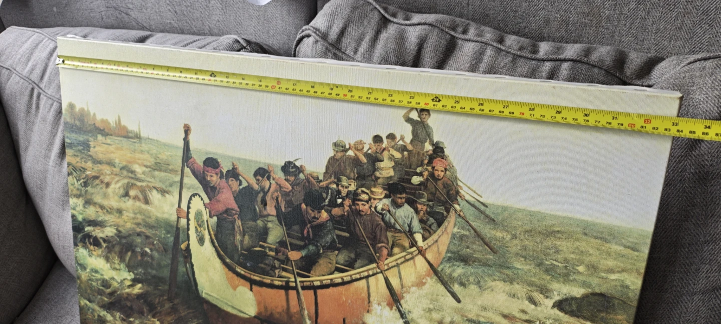 Canvas Print Painting - Man in Canoe 33"x20" - photo 5