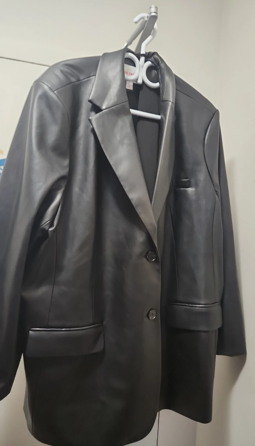 Black Faux Leather Blazer