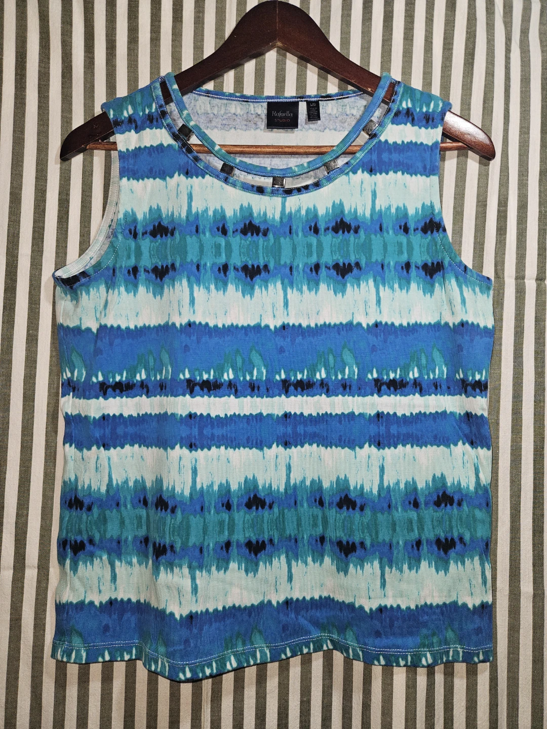 Rafaella Studio Women's Sleeveless Tank Top Blue Tie-Dye
