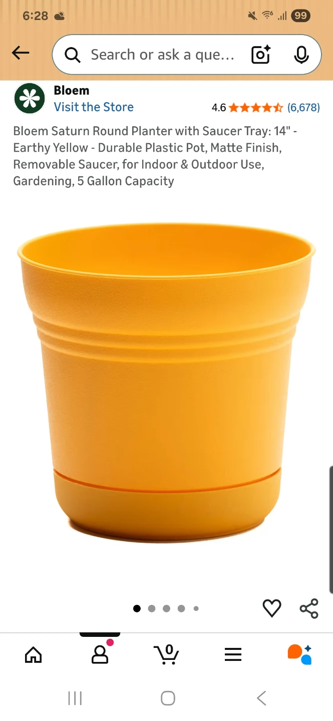 Bloem Saturn Round Planter with Saucer Tray - 14" Earthy Yellow - photo 4