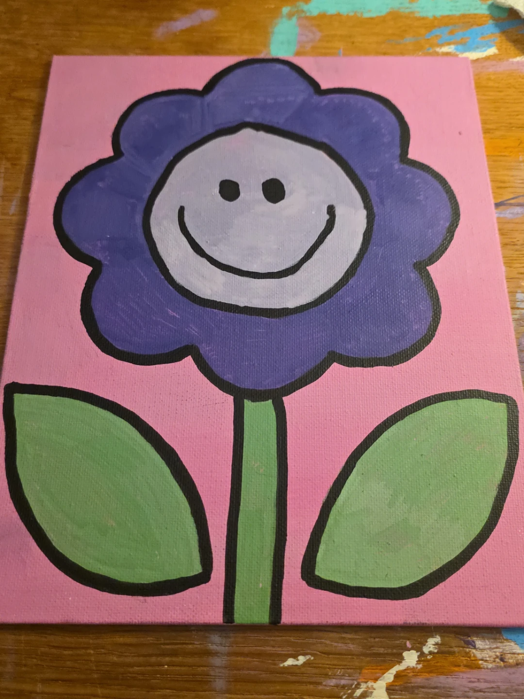 Canvas Painting of a Happy Flower
