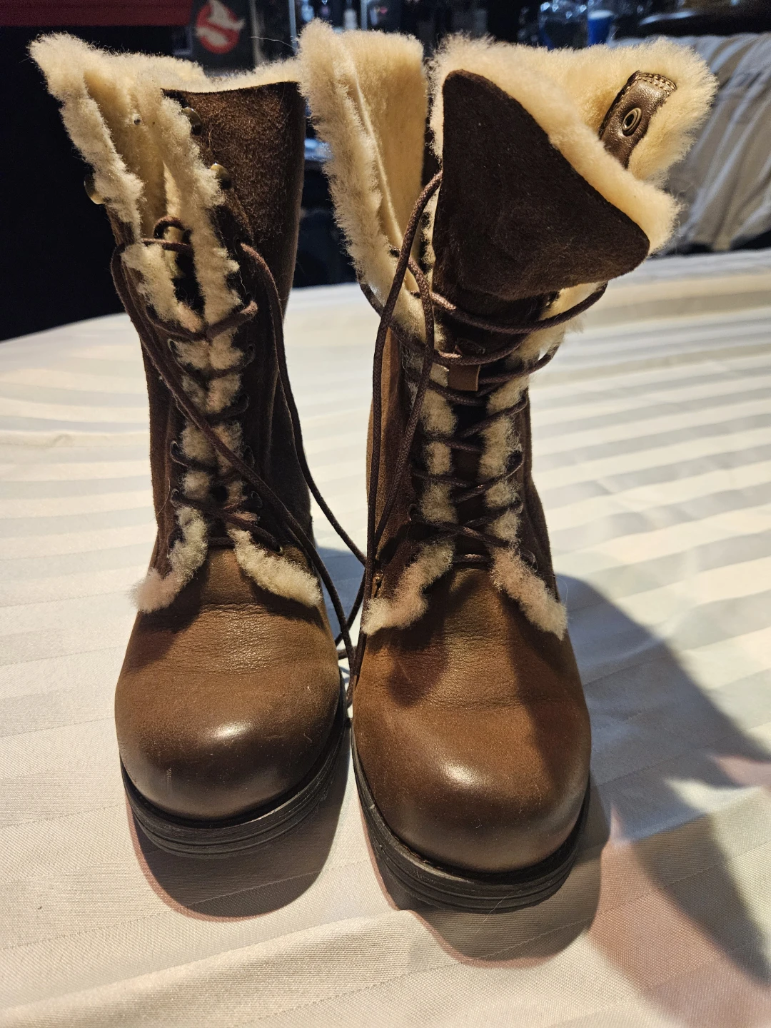Thomas Munz Brown Suede Shearling Boots Size 36