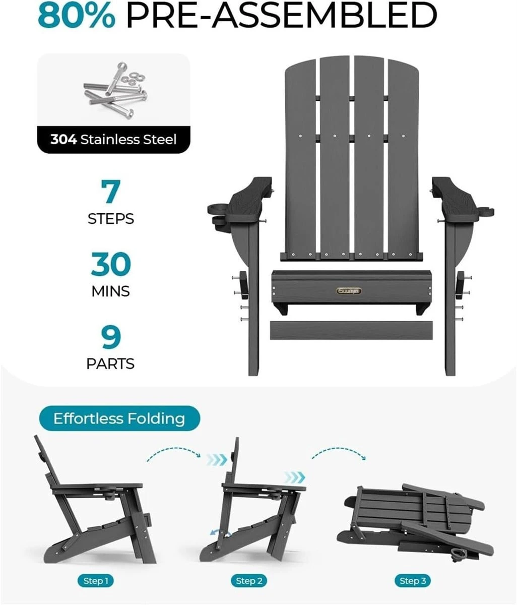 Dark Grey Adirondack Chair - Suvyn - photo 3