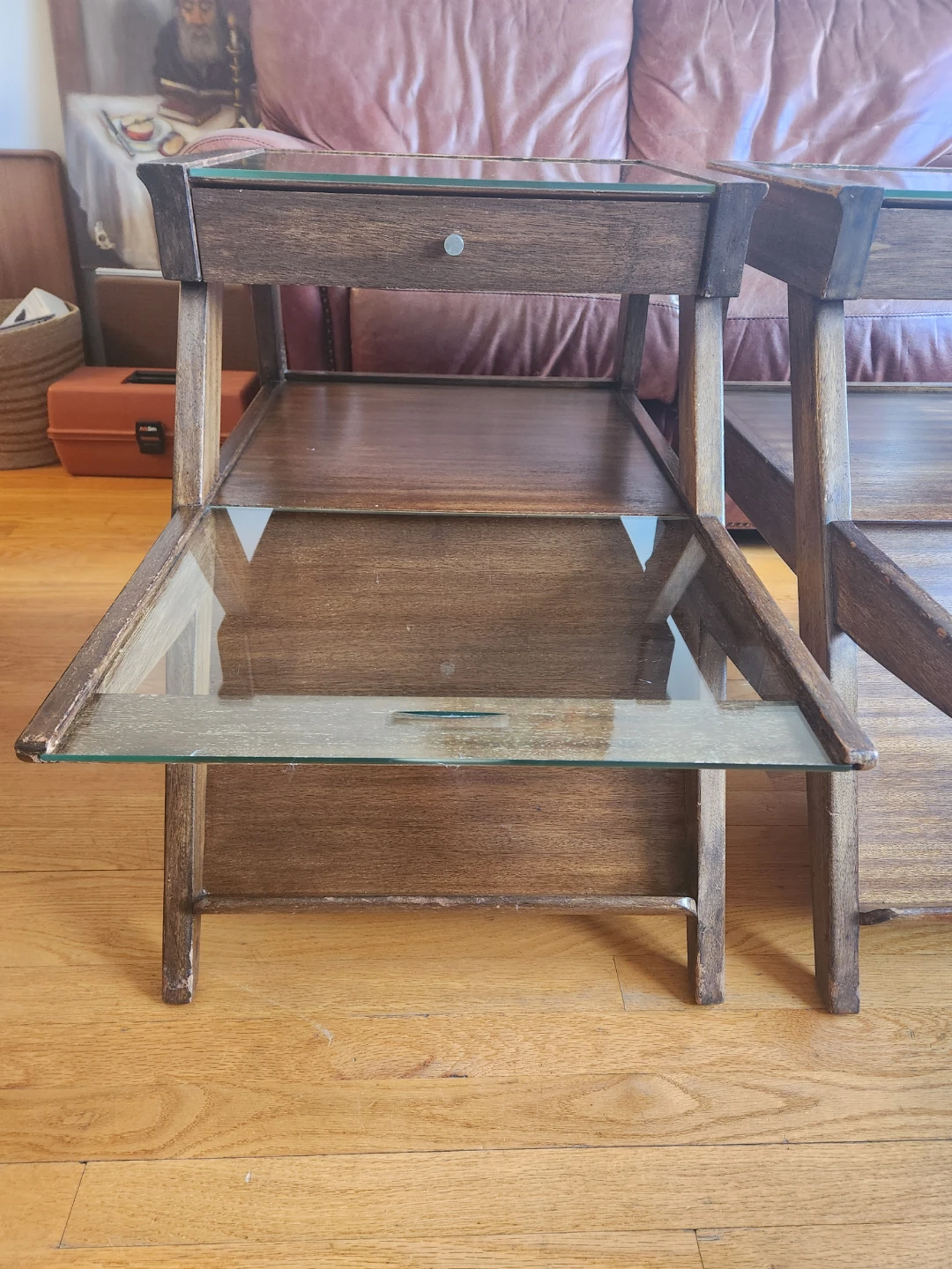 AUTH MCM Pair of BROWN SALTMAN Magazine Side tables - photo 3