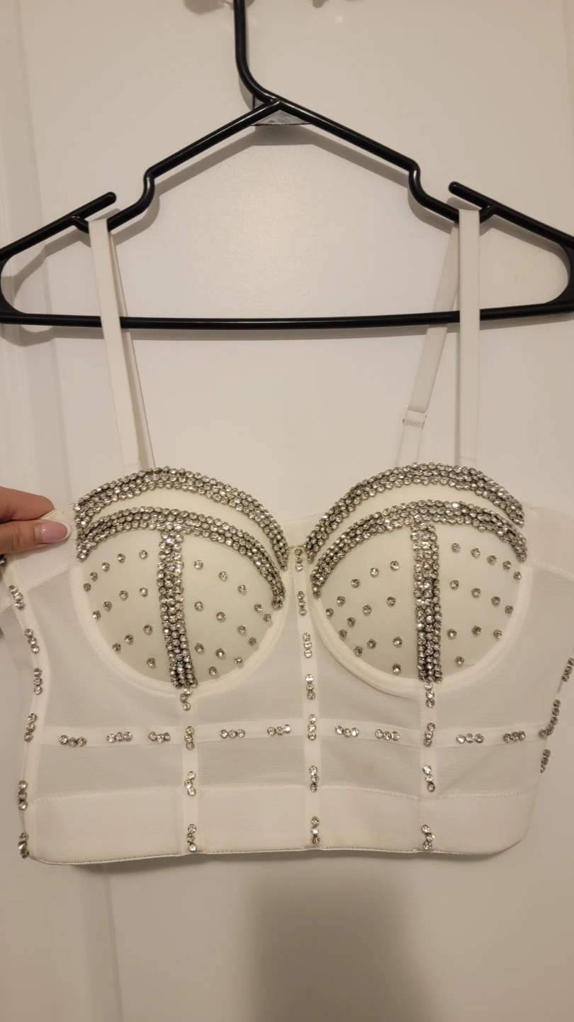 White jewelled corset top