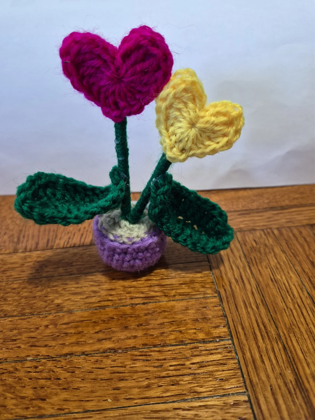 Crocheted Heart Flowers in Pot - photo 3