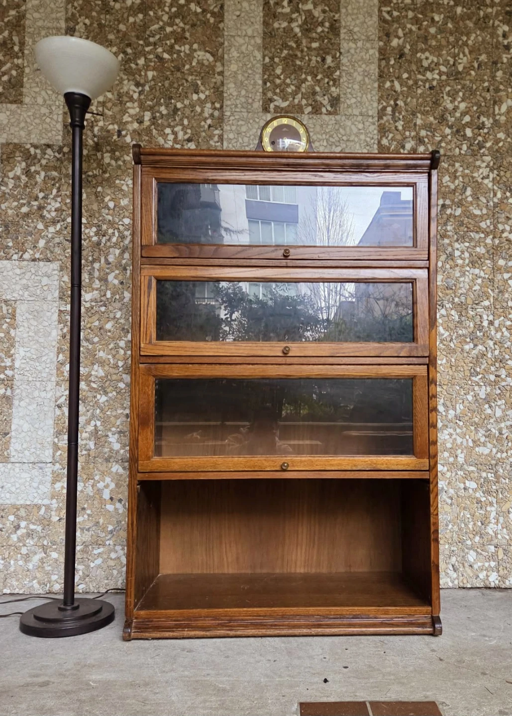 Antique 4 Tier Solid Wood Lawyers Barristers Bookcase - photo 4