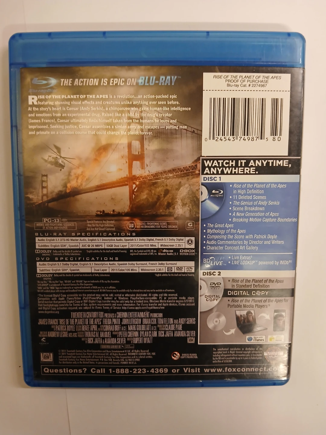 Rise of the Planet of the Apes Blu-ray - photo 2