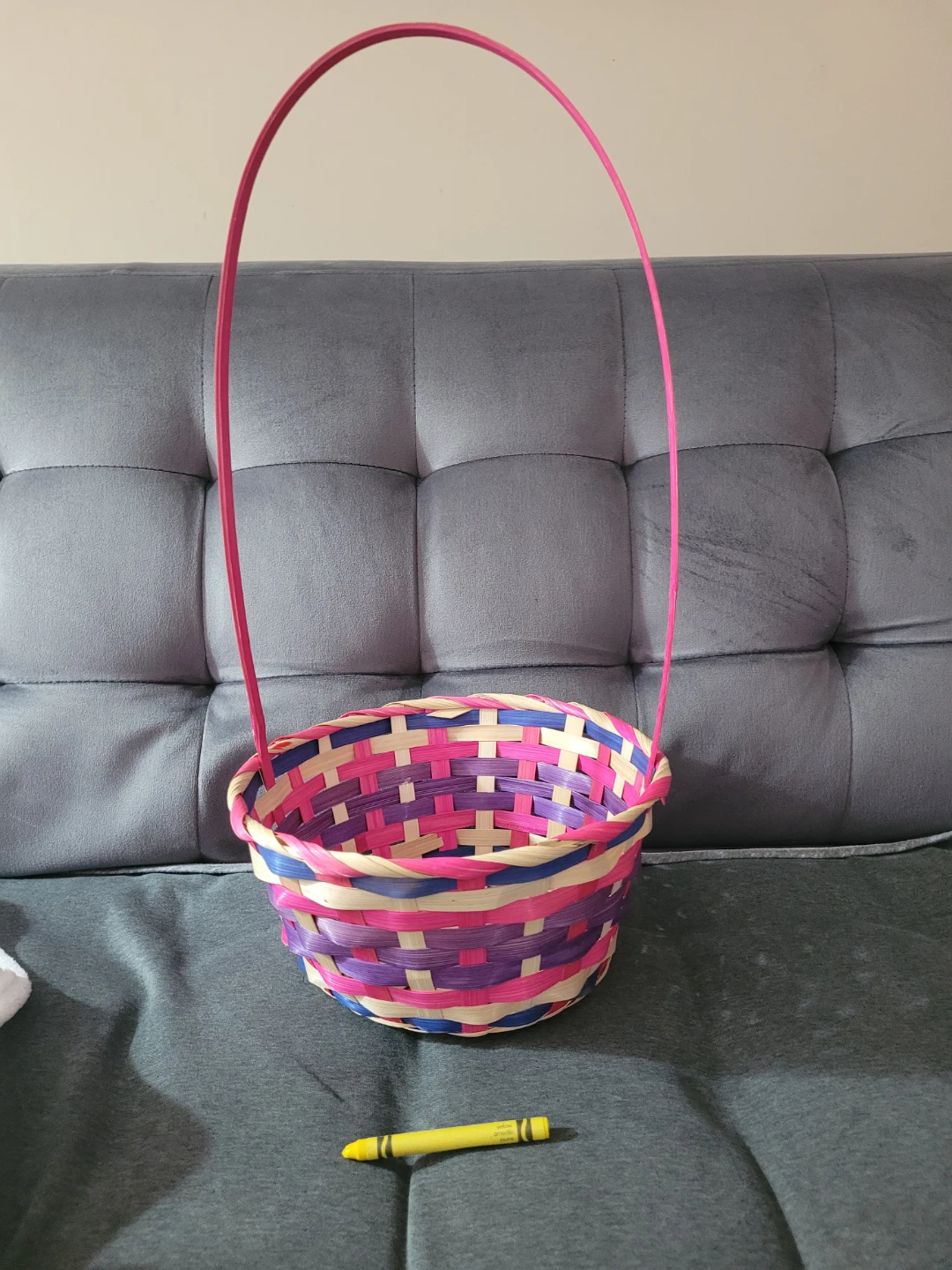 Woven Easter Basket with Pink Handle 🥕