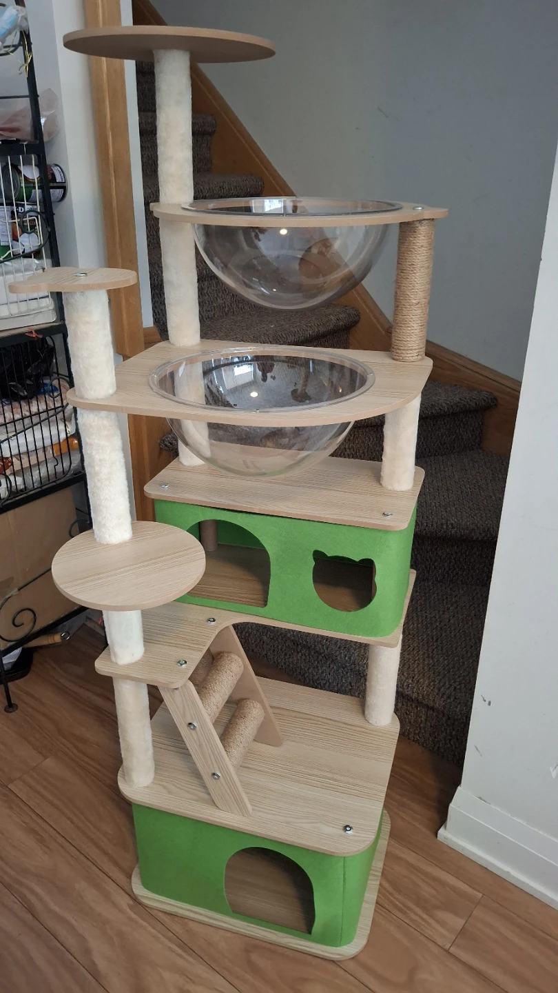 Multi‑Level Cat Tree with Dual Acrylic Bubble Pods 139cm - photo 2