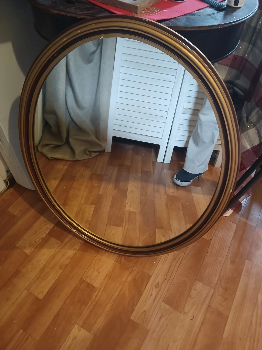 Oval Decorative Mirror with Gold-Tone Frame